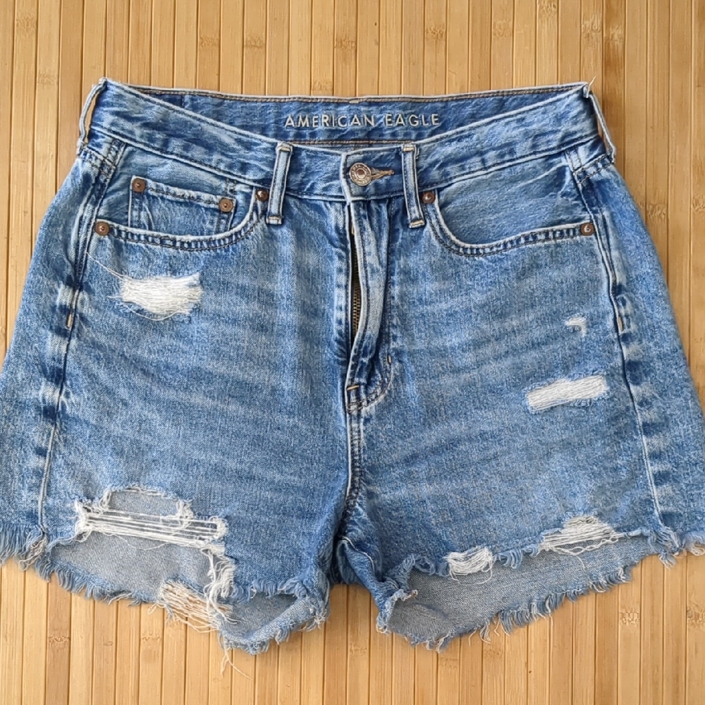 American Eagle Outfitters Distressed Blue Denim Jean Shorts